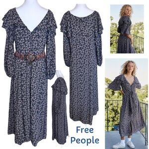 FREE PEOPLE Float on sunbeam midi dress Sz Medium NWT Belt Missing